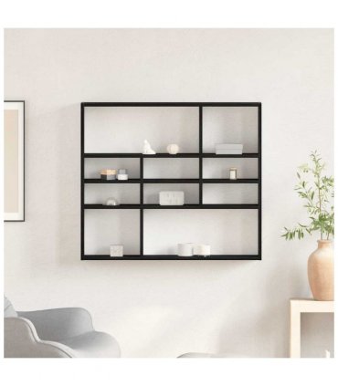 vidaXL Wall Shelf Black Oak 90x16x78 cm Engineered Wood