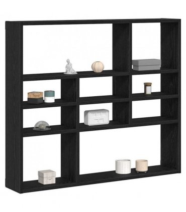 vidaXL Wall Shelf Black Oak 90x16x78 cm Engineered Wood