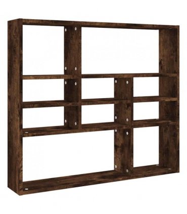 vidaXL Wall Shelf Smoked Oak 90x16x78 cm Engineered Wood