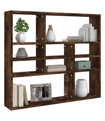 vidaXL Wall Shelf Smoked Oak 90x16x78 cm Engineered Wood