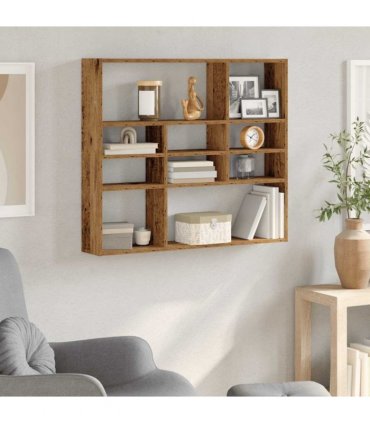 vidaXL Wall Shelf Old Wood 90x16x78 cm Engineered Wood