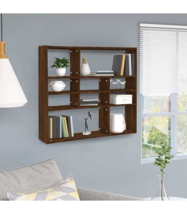 vidaXL Wall Shelf Brown Oak 90x16x78 cm Engineered Wood