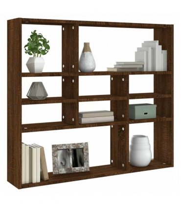vidaXL Wall Shelf Brown Oak 90x16x78 cm Engineered Wood