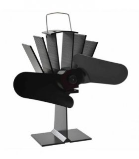 vidaXL Heat Powered Stove Fan 2 Blades Black — Size: 21 x 12.5 x 21.5 cm (2 blades)