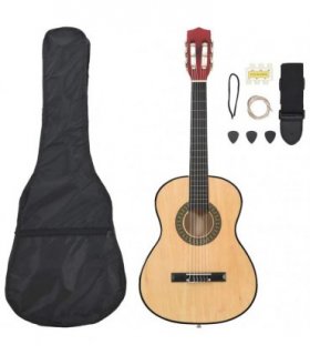 vidaXL 8 Piece Classical Guitar Beginner Set 3/4 36 — Colour: light brown, Size: 3/4 36"