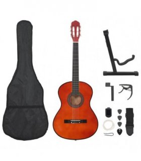 vidaXL 12 Piece Classical Guitar Beginner Set 4/4 39" — Colour: dark brown