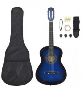 vidaXL 8 Piece Classical Guitar Beginner Set Blue 3/4 36"