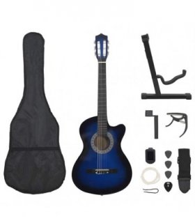 vidaXL 12 Piece Western Classical Guitar Set with 6 Strings Blue 38