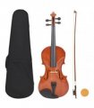 vidaXL Violin Full Set with Bow and Chin Rest Dark Wood 4/4 — Colour: brown