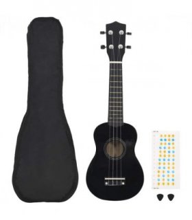 vidaXL Soprano Ukulele Set with Bag for Kids Black 23"