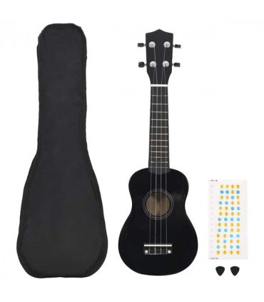 vidaXL Soprano Ukulele Set with Bag for Kids Black 23"