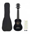 vidaXL Soprano Ukulele Set with Bag for Kids Black 23"