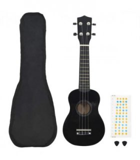 vidaXL Soprano Ukulele Set with Bag for Kids Black 21"