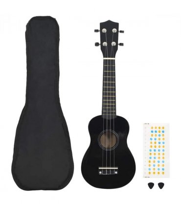 vidaXL Soprano Ukulele Set with Bag for Kids Black 21"