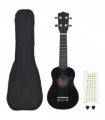 vidaXL Soprano Ukulele Set with Bag for Kids Black 21"