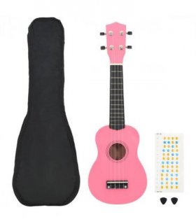 vidaXL Soprano Ukulele Set with Bag for Kids Pink 23"