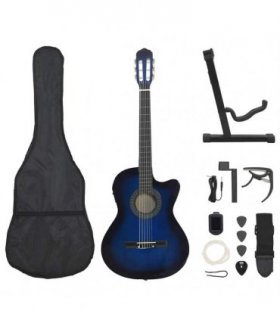 vidaXL 12 Piece Western Guitar Set with Equalizer and 6 Strings Blue