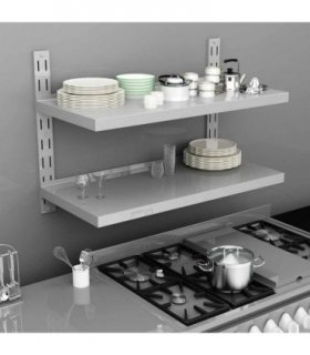 vidaXL 2-Tier Floating Wall Shelf Stainless Steel 100x30 cm — Size: 100 x 30 cm