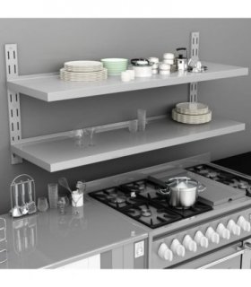 vidaXL 2-Tier Floating Wall Shelf Stainless Steel 150x30 cm — Size: 150 x 30 cm
