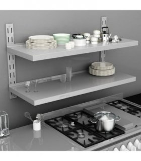 vidaXL 2-Tier Floating Wall Shelf Stainless Steel 120x30 cm — Size: 120 x 30 cm