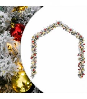 vidaXL Christmas Garland with Baubles and LED Lights Green 20 m PVC — Model: with baubles & leds