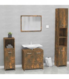 vidaXL Bathroom Furniture Set Smoked Oak Engineered Wood