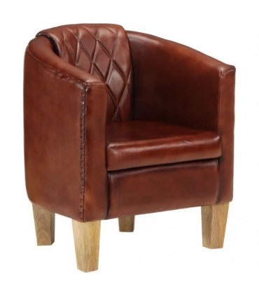 vidaXL Tub Chair Brown Real Leather — Colour: light brown
