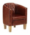 vidaXL Tub Chair Brown Real Leather — Colour: light brown
