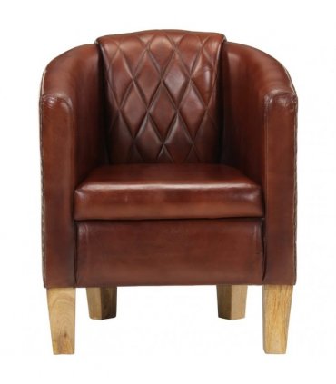 vidaXL Tub Chair Brown Real Leather — Colour: light brown