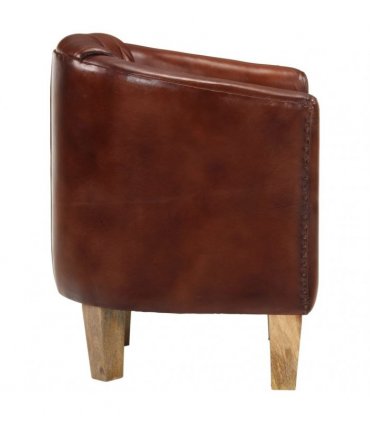 vidaXL Tub Chair Brown Real Leather — Colour: light brown