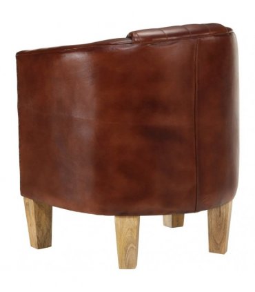 vidaXL Tub Chair Brown Real Leather — Colour: light brown
