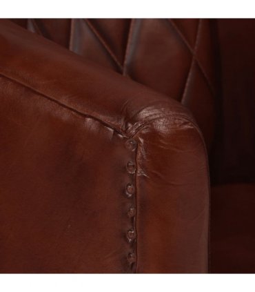 vidaXL Tub Chair Brown Real Leather — Colour: light brown