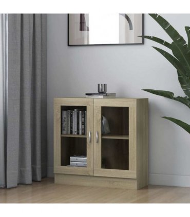 vidaXL Vitrine Cabinet Sonoma Oak 82.5x30.5x80 cm Engineered Wood