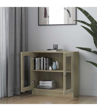 vidaXL Vitrine Cabinet Sonoma Oak 82.5x30.5x80 cm Engineered Wood