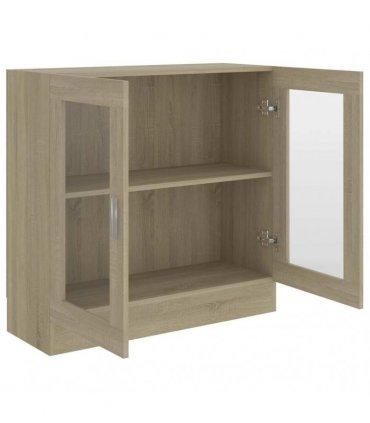 vidaXL Vitrine Cabinet Sonoma Oak 82.5x30.5x80 cm Engineered Wood