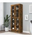 vidaXL Vitrine Cabinet Smoked Oak 82.5x30.5x185 cm Engineered Wood