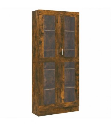 vidaXL Vitrine Cabinet Smoked Oak 82.5x30.5x185 cm Engineered Wood
