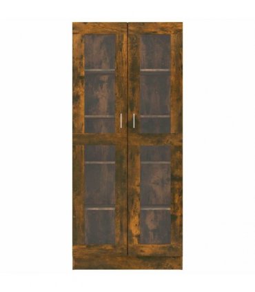 vidaXL Vitrine Cabinet Smoked Oak 82.5x30.5x185 cm Engineered Wood