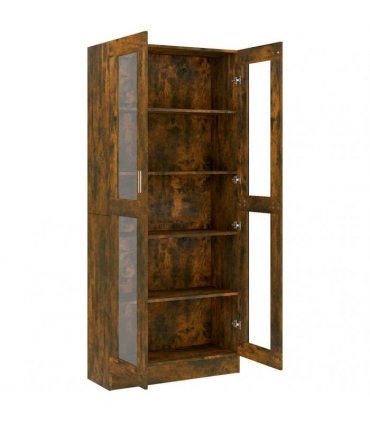 vidaXL Vitrine Cabinet Smoked Oak 82.5x30.5x185 cm Engineered Wood