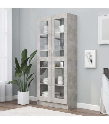 vidaXL Vitrine Cabinet Concrete Grey 82.5x30.5x185 cm Engineered Wood