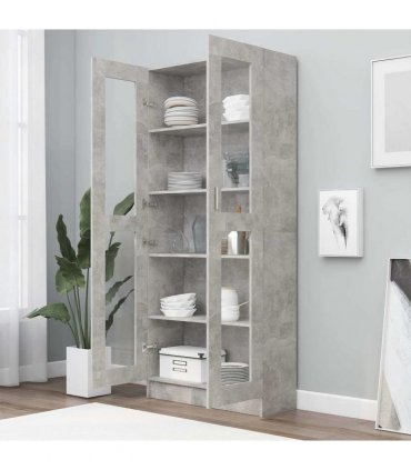 vidaXL Vitrine Cabinet Concrete Grey 82.5x30.5x185 cm Engineered Wood