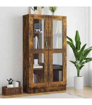 vidaXL Vitrine Cabinet Smoked Oak 82.5x30.5x150 cm Engineered Wood