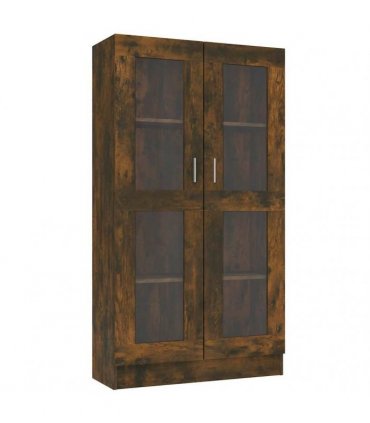 vidaXL Vitrine Cabinet Smoked Oak 82.5x30.5x150 cm Engineered Wood