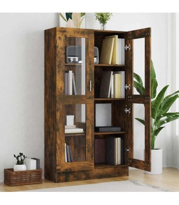 vidaXL Vitrine Cabinet Smoked Oak 82.5x30.5x150 cm Engineered Wood