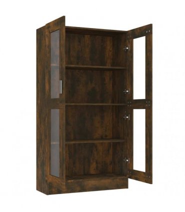 vidaXL Vitrine Cabinet Smoked Oak 82.5x30.5x150 cm Engineered Wood