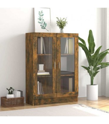 vidaXL Vitrine Cabinet Smoked Oak 82.5x30.5x115 cm Engineered Wood