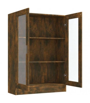 vidaXL Vitrine Cabinet Smoked Oak 82.5x30.5x115 cm Engineered Wood