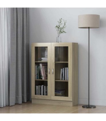 vidaXL Vitrine Cabinet Sonoma Oak 82.5x30.5x115 cm Engineered Wood