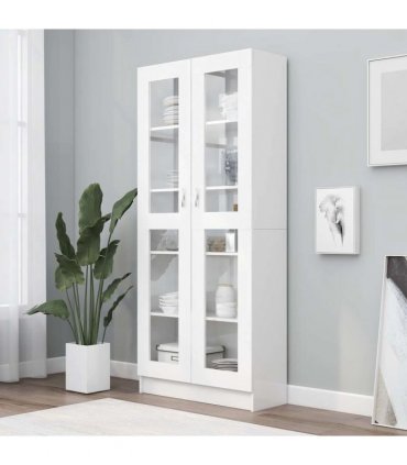vidaXL Vitrine Cabinet White 82.5x30.5x185 cm Engineered Wood