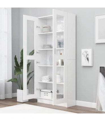 vidaXL Vitrine Cabinet White 82.5x30.5x185 cm Engineered Wood
